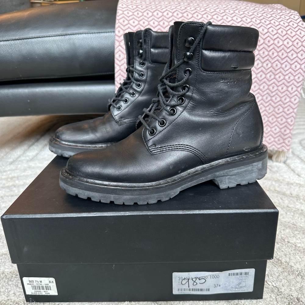 Black Leather Saint Laurent Boots